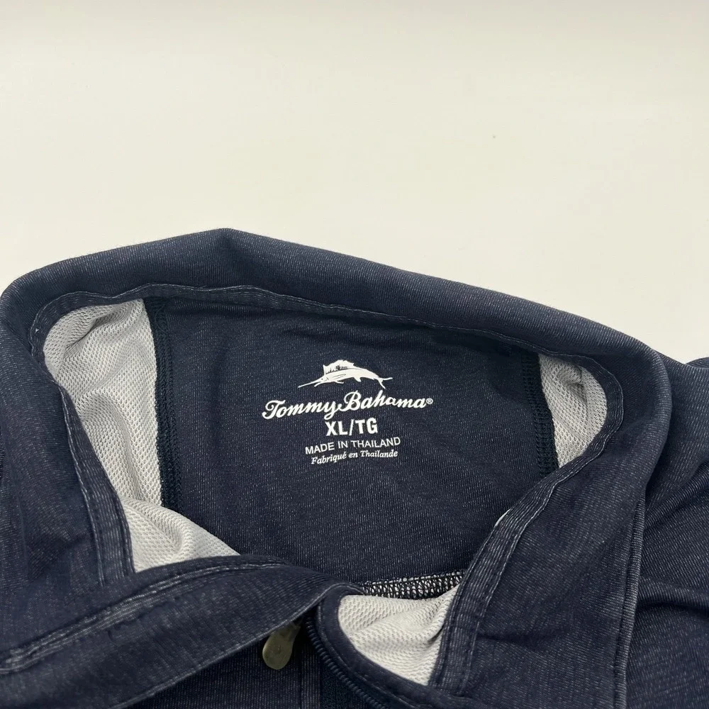 Tommy Bahama 1/4 Zip Sweater Mens XL Lightweight Preppy Pullover Mockneck Navy